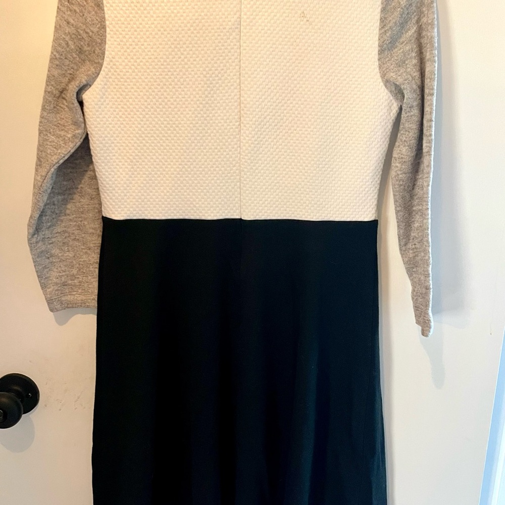 LOFT Black and White Dress with Gray Sleeves